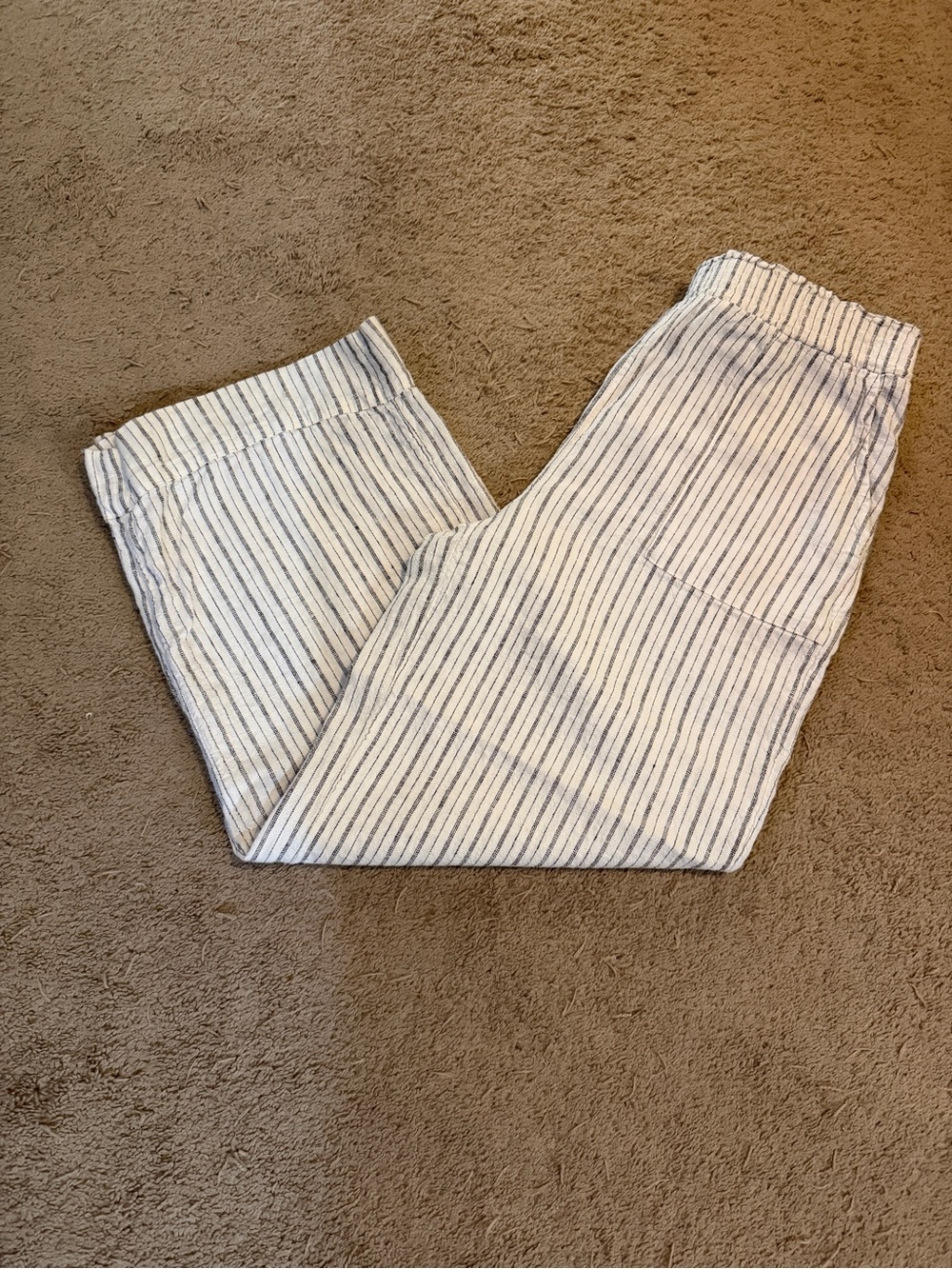 Time and Tru Women’s Striped Linen Blend Wide Leg Pants Size M 8-10